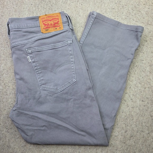 Levi's Other - Levi's 514 Jeans Mens 36x30 Straight Fit Grey Stretch Denim Fits (36x28)